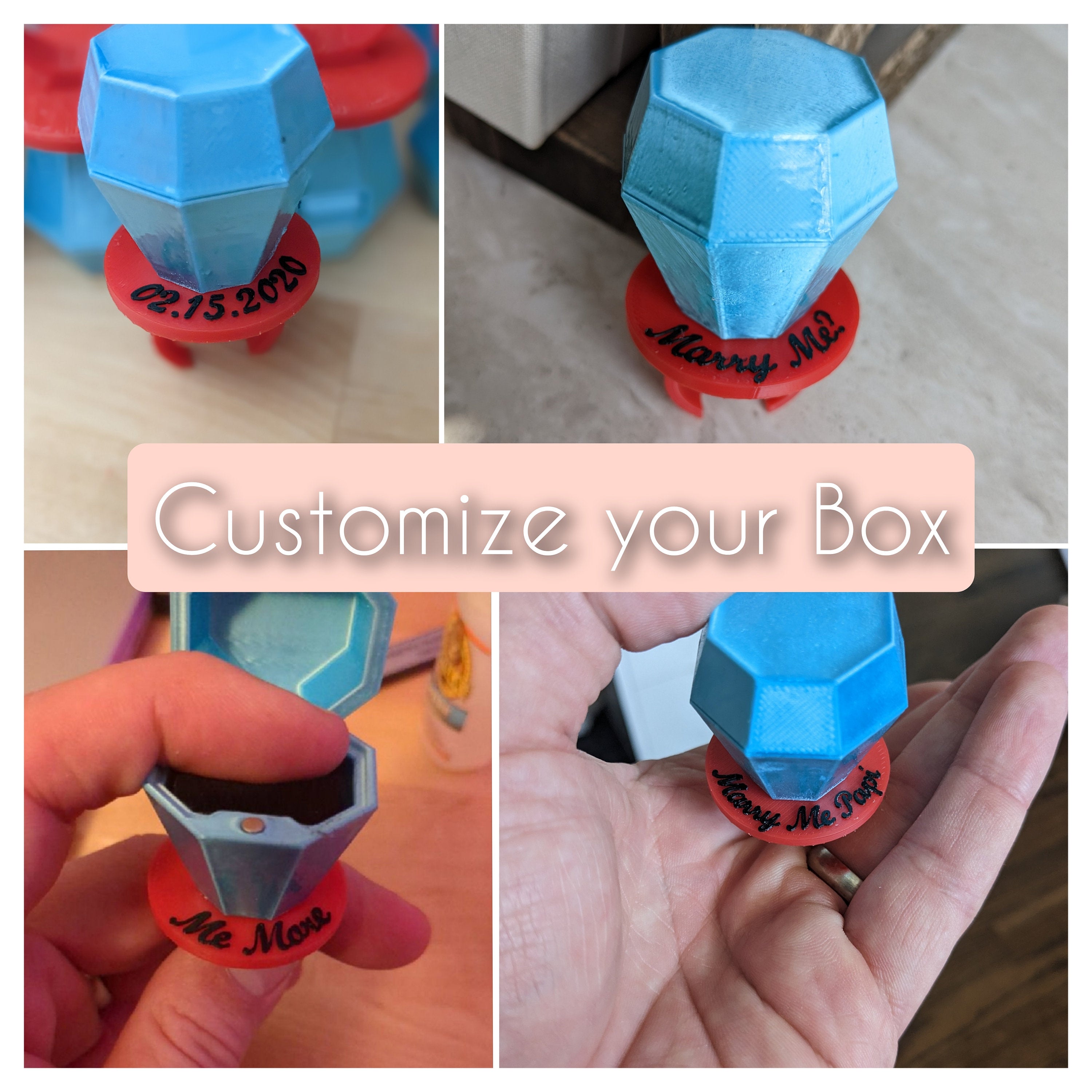 RAINBOW Ring Pop Box 3D Printed Proposal Wedding Ring Box or Ring Bearer fashion Box